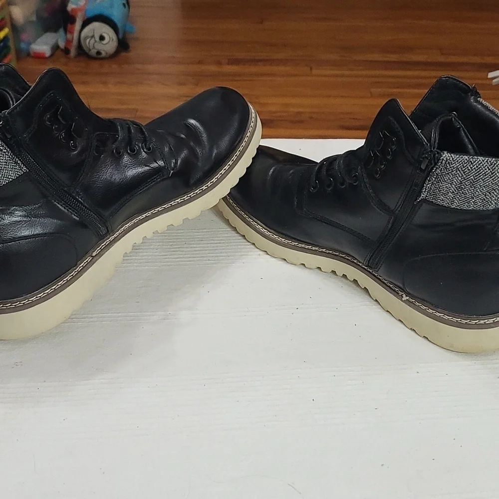 Madden by Steve Madden Delwar Mens Ankle Boots Faux Leather Black Sz 13 EUC READ